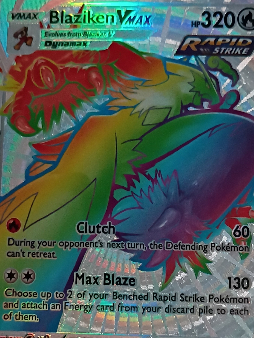 Blaziken VMAX Rainbow Holo Card - Multicolor